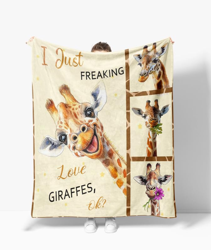 Giraffe Blanket Warm Plush Giraffe Flannel Throw Blanket Super Soft Fleece Cozy Fuzzy Giraffes Stuffed Animal Blanket Gifts for Kids Teens Adults Room Decor 40X50