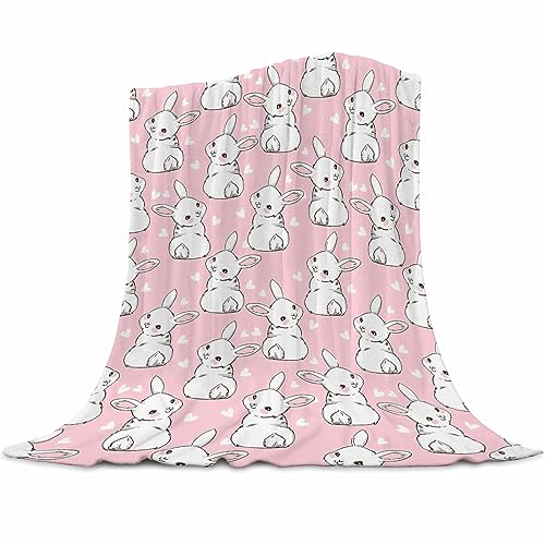 Image of Bunny Blanket 50 inchx60 inch - Cartoon Rabbit Flannel Fleece Throw Blanket Ultra Soft Warm for Living Room Bedroom Sofa Couch, Cozy Bed Blanket for Girls Kids Adults