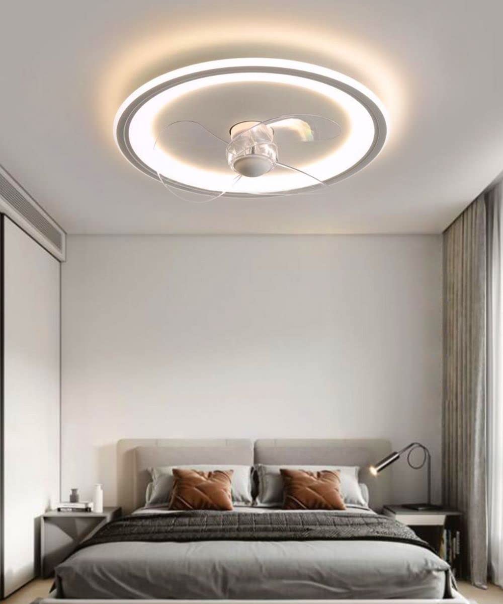Lampa sufitowa LED z cichym wentylatorem LED o zmiennej intensywności, nowoczesna, do sypialni, jadalni, salonu, lam