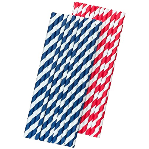 Patriotic 4th of July Paper Straws - Red White and...
