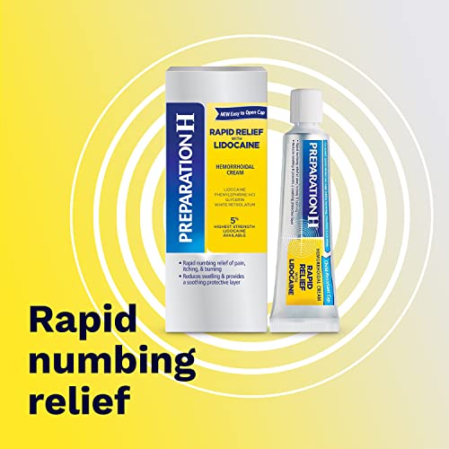 Preparation H Rapid Relief Hemorrhoid Cream With Lidocaine, Numbing Relief For Swelling, Pain, Burning And Itching - 1 Oz Tube #TOP1