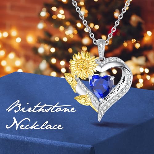 AENEAS Sunflower Necklaces for Women Sterling Silver You Are My Sunshine Necklace Sunflower Birthday Love Heart Mother's Day Gifts for Birthday Mothers Day Christmas Anniversary2