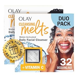 Olay Cleansing Melts + Vitamin C Face Cleanser, 64 ct. total (2 x 32 ct.), Water-Activated Face Wash to Clean, Tone, and Refresh