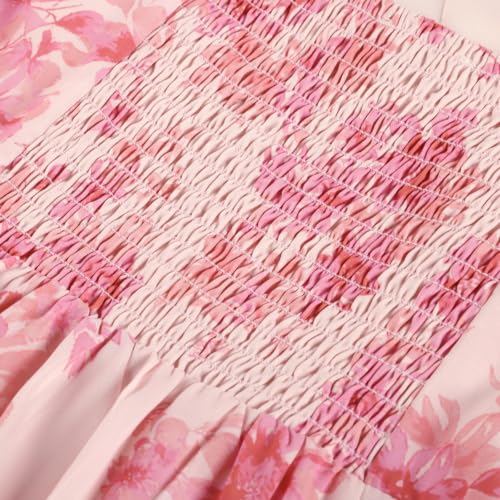 Image of Belle Poque Sun Dresses for Women Spring Summer Floral Midi Flowy Spaghetti Ruffle Wedding Guest Tea Party Dress