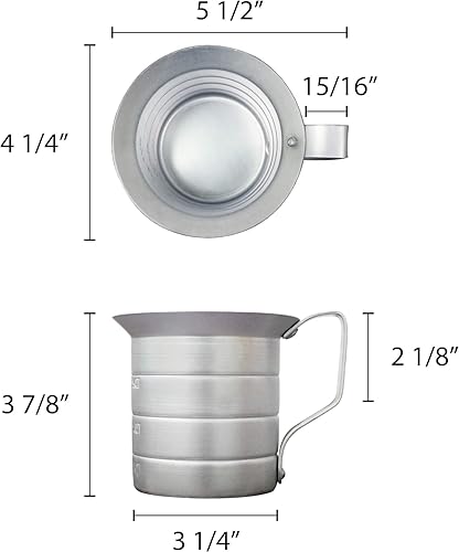 Miniatura 10 de TrueCraftware Taza de medición líquida de grado comercial de 2 cuartos con mango remachado aluminio herramienta de medición múltiple para hornear