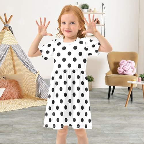 ALAZA Cute Dog Puppy Animal Toddler Girls Dress Short Sleeve A-line Dress 2-8 Years4
