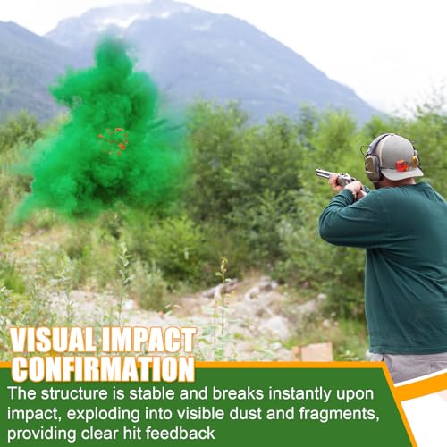 Silipull 25 Pcs Biodegradable Clay Pigeons, Standard 110mm Clay Targets Refill Skeet Targets Disks High-Visibility Target for Skeet & Trap Shooting, Practice Shattering Disc (Orange,Green Powder)