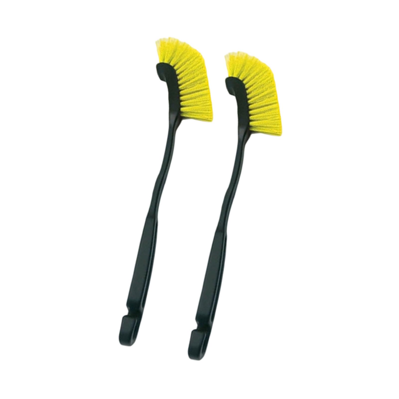 Hsioluted Yellow 2Pcs Car Wheel Tire Brush Curved Head Flexible Truck Wheel Hub Wash Detail Cleaning Brushes Cleaner Hand Tool Tire Brush