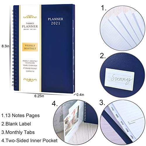 2021 Planner - Weekly & Monthly Planner with Flexible Cover, Jan. 2021 - Dec. 2021, Strong Twin - Wire Binding, Round Corner,Improving Your Time Management Skill - Thumbnail 3