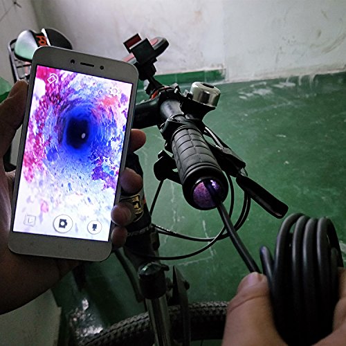 Wireless Endoscope Camera, NIDAGE WiFi 5.5mm 1080P HD Borescope Inspection Camera for iPhone Android, 2MP Semi-Rigid Snake Camera for Inspecting Motor Engine Sewer Pipe Vehicle (33FT)