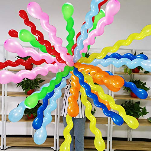 Elecrainbow 100 Count 42 Inches Thickened Assorted Spiral Balloons,Long Colorful Balloons For Birthday Wedding Anniversary Graduation Party Decorations #TOP2