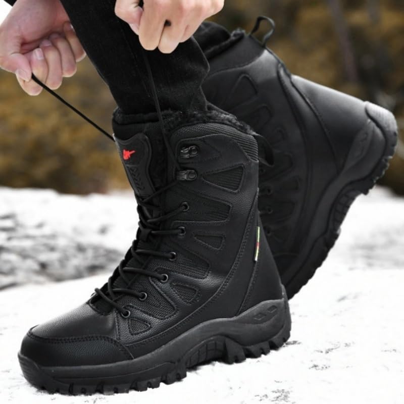 短納期[HeelVirtuosa] 冬用ハイキングブーツ - ハイカット、頑丈なラバーアウトソール、雪や氷の多い地形に最適 メタルジッパー