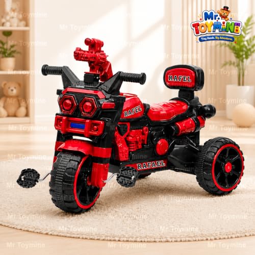 Image of RAFEL Bike Pedal Tricycle for Kids Toddler Trike Headlight, Music, Curved Seat and Backrest Push Along Pedal Trike for 2 Years to 4 Years | RED | TOYMINE