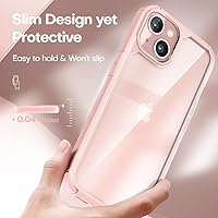 Vista 6 de TAURI Funda 3 en 1 para iPhone 13, color rosa, [protección contra caídas de grado militar] Funda delgada a prueba de golpes con cordón para teléfono