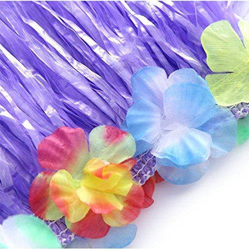 Bajotal Hawaiian Luau Hula Grass Skirt With Large Flower Costume Set For Dance Performance Party Decorations Favors Supplies (32" - Purple) #TOP5