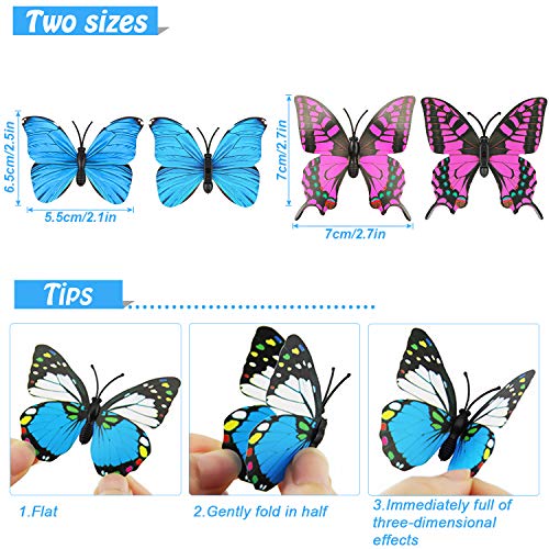 Kleurrijke 3D Vlinder Muursticker 72Pcs,3D Vlinder Muurstickers Set,PVC Simulatie Vlinder,Zelfklevend DIY-Art Decor… - Afbeelding 3