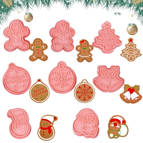 Cortadores de Galletas, FainFun 8 Piezas Cortadores de Galletas Navidad, Moldes Galletas para Sandwich, Cookie, Fondant, Cumpleaños Decoracion Cortapastas Galletas(G)
