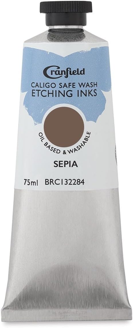 Cranfield Caligo, Safe Wash Etching Ink, 75ml Tube, Sepia, BRCN32284