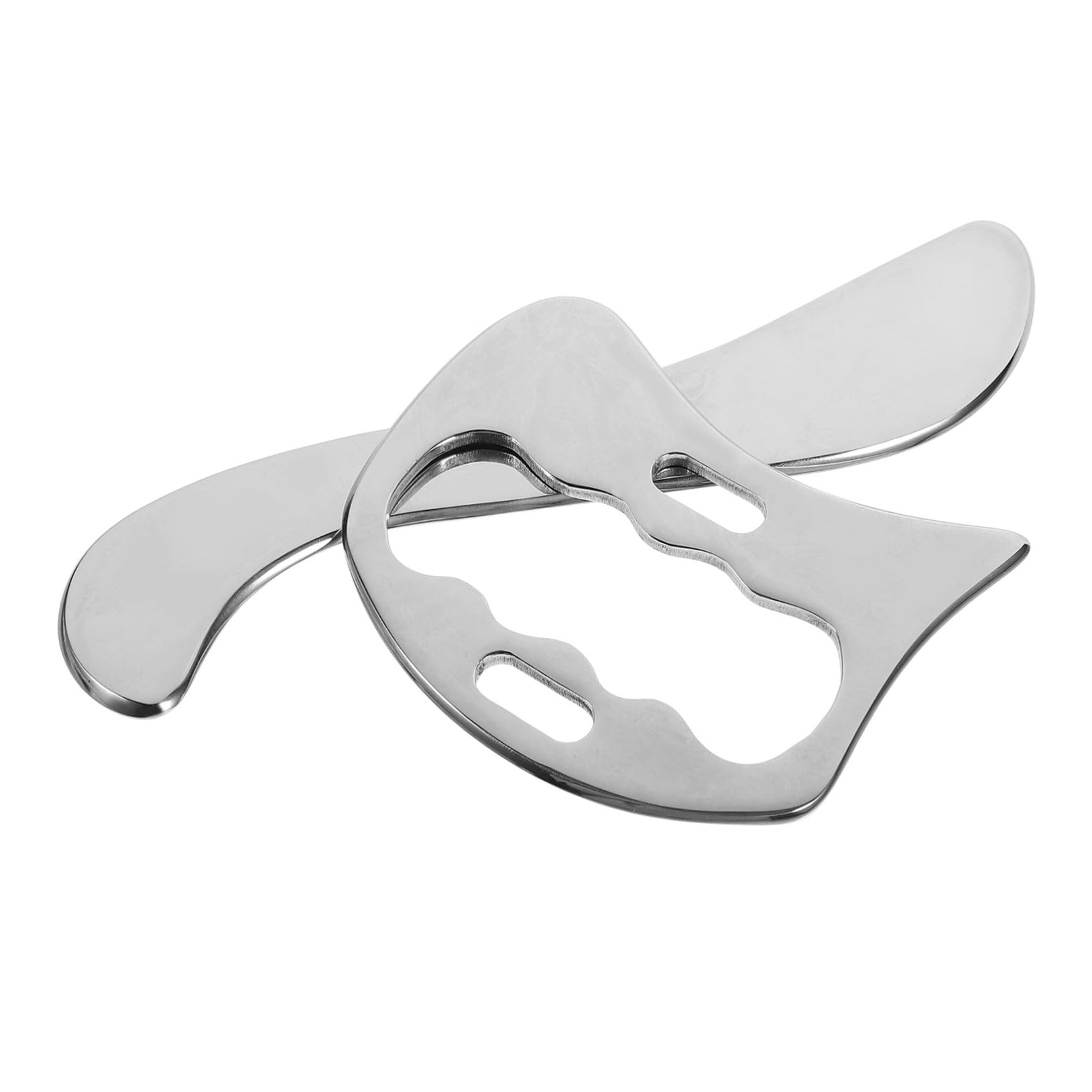 Planche de Massage en Acier Inoxydable 2 Pièces Grattoir Musculaire Outil de Massage Corporel Lisse Dos Jambes Cou Accessoire Bien-être Professionnel et Personnel