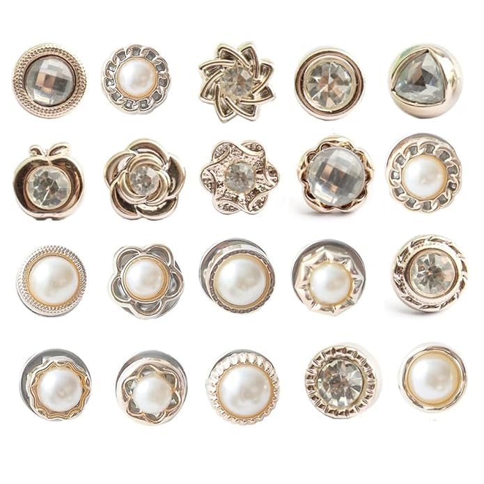20pcs Brooch Pins for Women | Cover Up Button Pins | Instant Button Jeans Button Pins | Women Shirt Safety Brooch Enamel Pins | Modesty Pins Pearl Brooch Buttons for DIY Clothing Dress Coat-picture-29