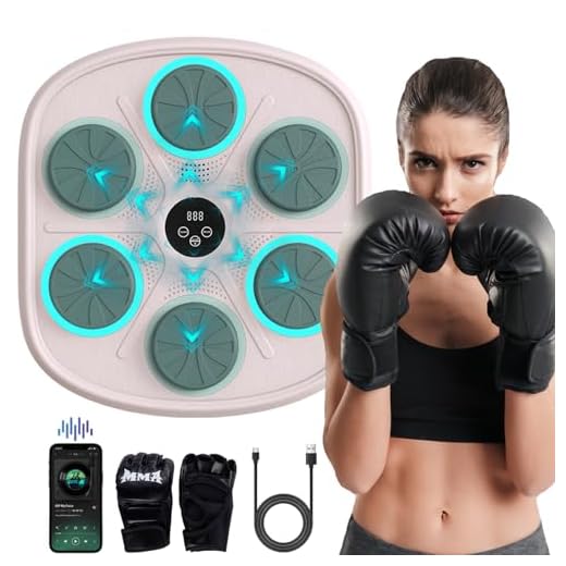 BOLUPO 2024 Upgrade Intelligent Pink Boxing Machine, Electronic Boxing Trainer with Gloves, Music Workout Machine with Smart Display Screen Punching Machine for Adults.(Pink)