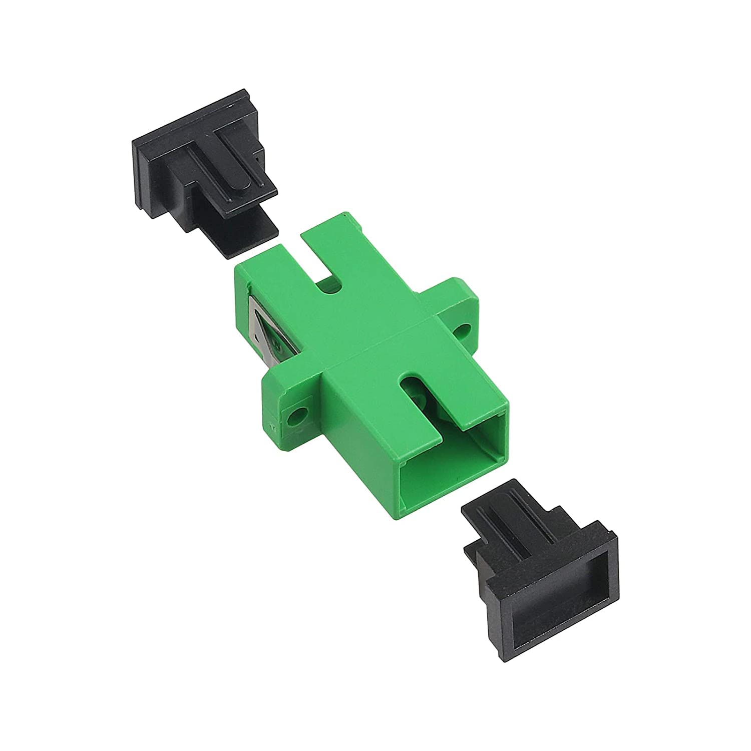 Lot de 100 coupleurs de fibre optique SC monomode vert SC femelle vers SC femelle APC Simplex Coupleur optique à fibre monomode adaptateur réseau Internet avec panneau de montage