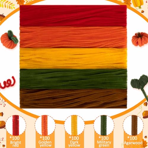 Image of Peryiter 500 Pcs Pipe Cleaners for DIY Flower Bouquets, Chenille Stems for Graduation Bouquet Crafts, Fuzzy Sticks for Handmade Flowers, DIY Gift, Art Projects(Fall Color,12 Inch)
