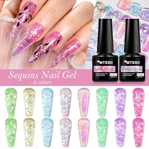 Set de esmaltes de gel jelly glitter 8 piezas miniatura 5