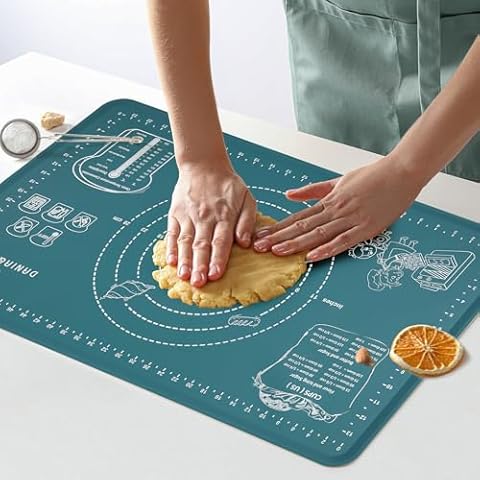 DANIA & DEAN Silicone Baking Mat - Upgrade Mom Theme 26x16 Inch Extra Thick Pastry Mat with Measurements, Non-Slip and Reusable, Kneading Dough Mat for Kitchen Counter, Bread, Cookies, Pizza, Pasta Cover