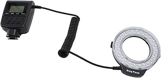 Fockety 48 Luz de Flash de Macro LED, Pantalla LCD 4 Modos de Iluminación 7 Niveles de Brillo, Luz de Flash Macro con 9 Anillos Adaptadores 2 Difusores de Flash, para Cámaras DSLR Macro