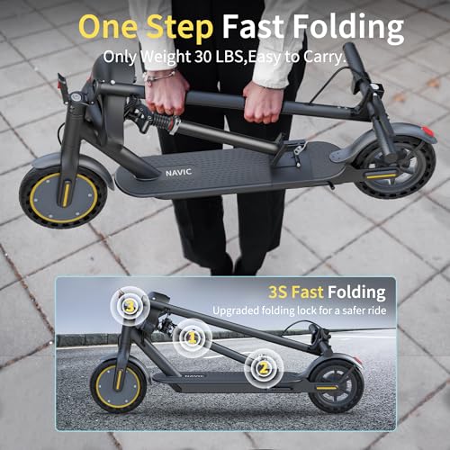 Image of NAVIC Electric Scooter - 8 inch Tires, 350W Peak Motor, Max Speed Up to 19MPH, 22 Miles Long-Range, Portable Foldable Commuting Scooter for Adults with Double Braking, Smart APP