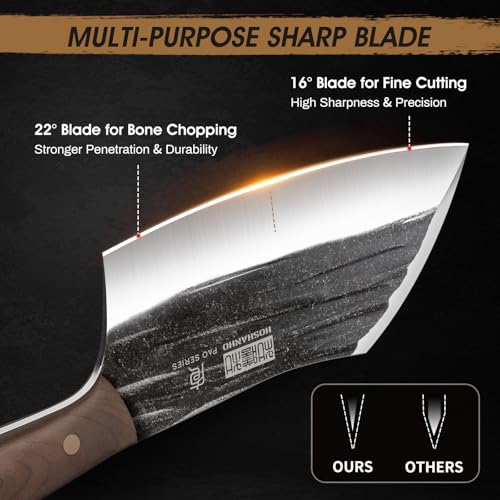 HOSHANHO 6 Inch Cleaver Knife, Hand Forged Vegetable Meat Cleaver, Full Tang Chopper Butcher Knife for Meat Cutting for Kitchen, Outdoor Cooking, Camping - Image 3