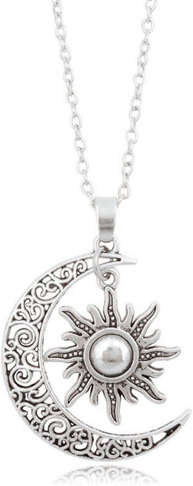 Sun Crescent Moon Necklace Choker Vintage Gothic Sunflower Sunshine Pendant Neckalce for Women Girls Statement Jewelry Gifts