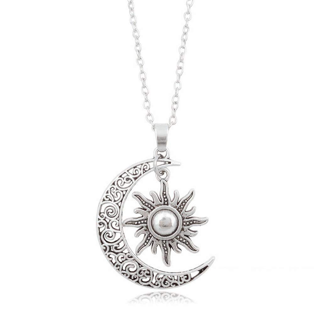 Sun Crescent Moon Necklace Choker Vintage Gothic Sunflower Sunshine Pendant Neckalce for Women Girls Statement Jewelry Gifts