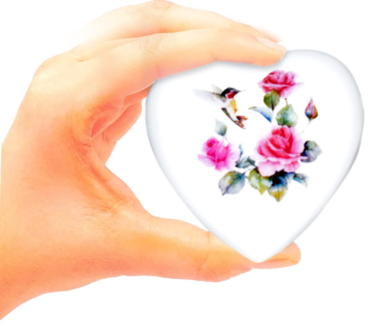 Bold & Divine Kolibri-Herz-Urne – Mini-Herz-Aschurne mit Ständer & Premium-Box – kleine Andenken-Urne für Asche – Messingmaterial – Herzform – für Erwachsene & Kleinkinder