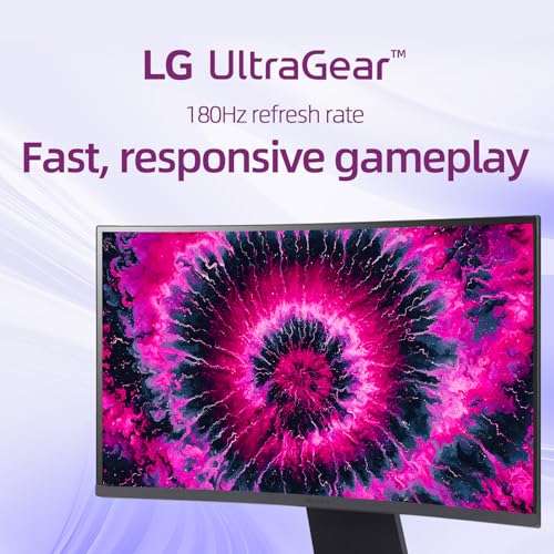 Image of LG 27 Inch QHD Gaming Monitor, Ultragear Curved Display, 180Hz, 1ms, 1000R, AMD FreeSync, HDR10, 99% sRGB, Black Stabilizer, DAS Crosshair FPS Counter, HDMI x2, DisplayPort, Borderless Design, Black