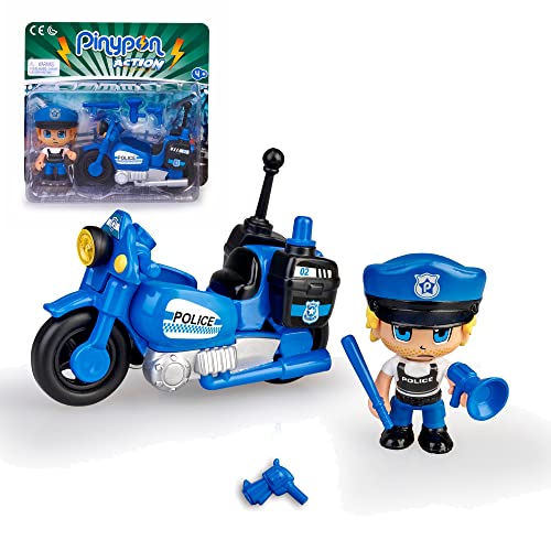 Pinypon Action - Moto de policía con 1 Figura, para niños y niñas a Partir de 4 años, Famosa (700015694)