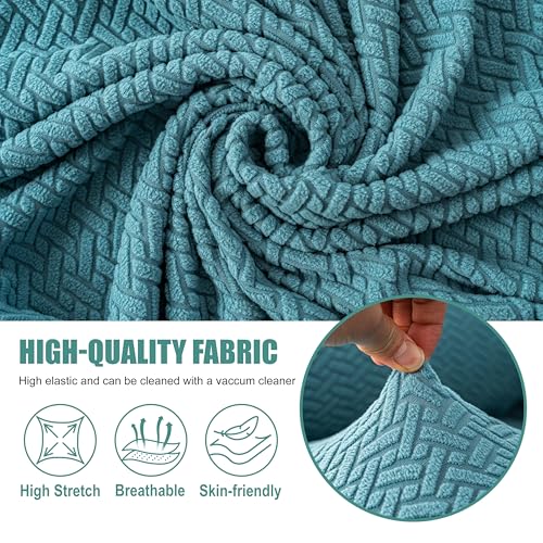 Image of Genina Recliner Chair Cover, Stretch Reclining Chair Covers, Recliner Sofa Slipcovers Stripe Jacquard Lazy Couch Covers Furniture Protector Covers for Pet Kid (Light Blue, 1 Seat)