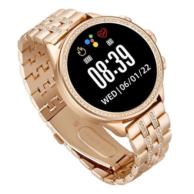 gen 9 smartwatch for women with metal strap & hd display, bluetooth calling, 100+ watch faces, health tracker, sports modes & ip67 waterproof (color rose gold)