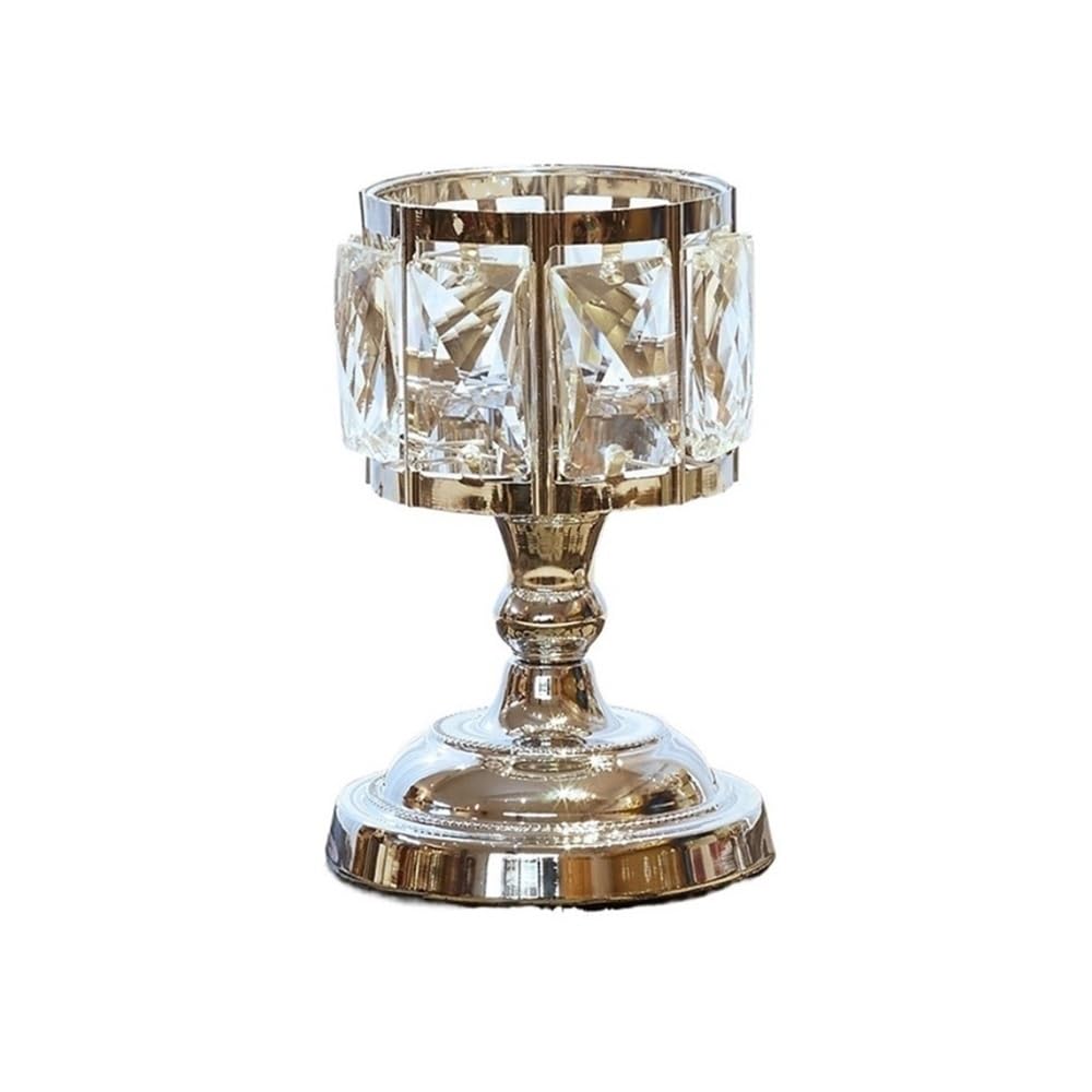 Candle Holder Simple Iron Glass Candlestick Modern Table Decoration Ornaments Candle Holder(Silver,S)