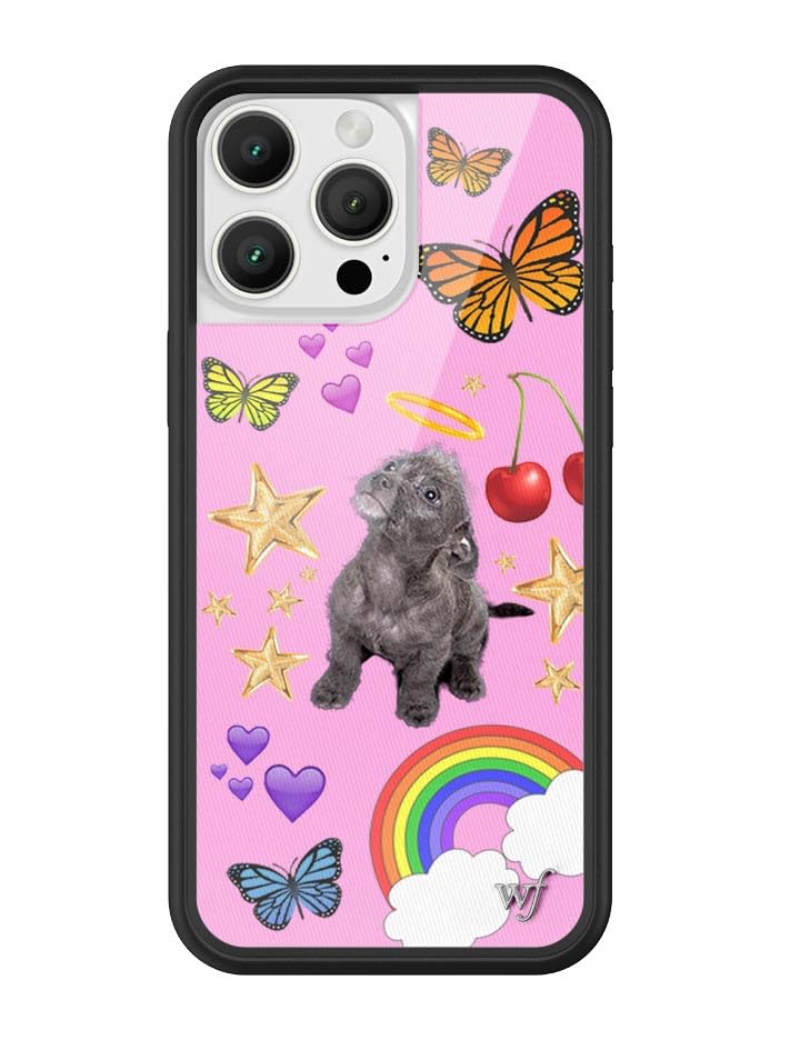Image of Wildflower Cases - Compatible with iPhone 16 Pro Max | Protective Black Bumper, 6.5ft Drop Test Certified, Women Owned Small Business | Pink Hearts Stars Dog Butterfly Trendy Cute Martin | Puppy Love