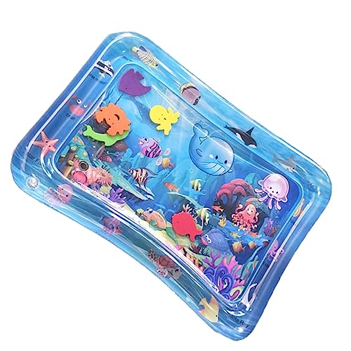 Abaodam クリエイティブベビーパッド 幼児用おもちゃ ベビーインフレータブルプレイマット 膨張式クロールウォータークッション 水遊びマット 活動感覚刺激クッション Blue