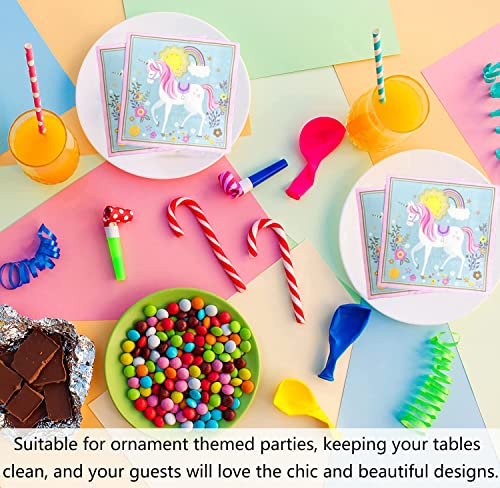 Romolive 100 Packs Cocktail Napkins Unicorn Guest Napkins For Dinner 2-Ply 6.5X6.5 Inch Birthday Napkins Decorative #TOP4