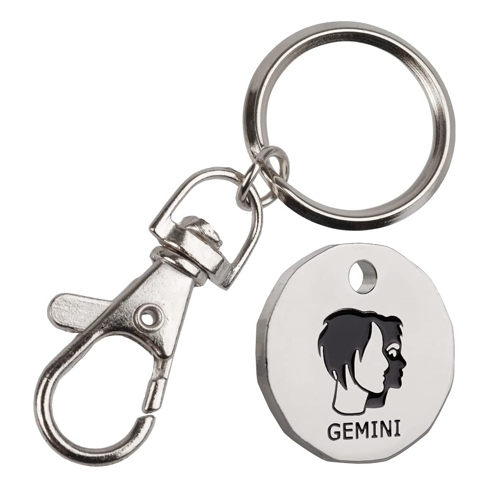 Harts New 12 sided Shape Zodiac £1 coin Trolley Tokens Keyrings Supermarket Locker 1 (Gemini)