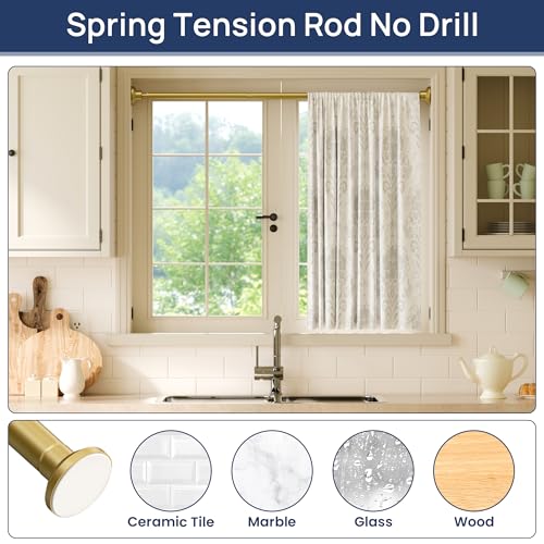 Image of ENJOYBASICS 1 inch Gold Shower Curtain Rod, 30-52 inch Adjustable, Secure Tension