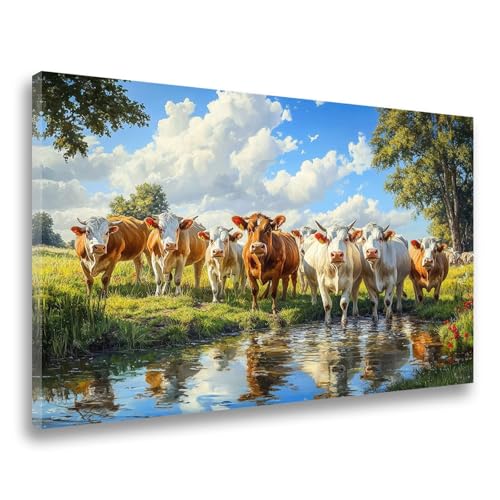 Diamond Painting Animal Pintura Diamante Buey Diamond Painting Grande 50x70cm, Kit Bordado Dibujos con Diamantes, kits de Arte de Diamantes 5D para Principiantes, Casa Decoración Mujer Regalos F-135