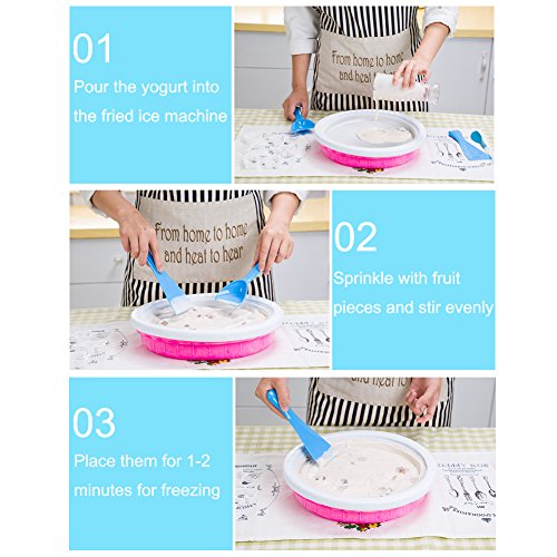 Rely2016 Household Non-Electronic Quick Ice Cream Maker Machine For Milk Yogurt Fruit Ice Cream Maker Plate Pan, Alloy Aluminum Plate Blue Color #TOP4