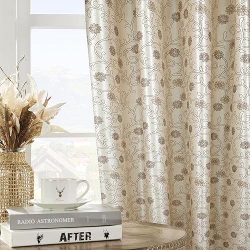 Amazon Brand - Solimo Polyester Floral Leaf Print Door Light-Filtering Grommet Curtains (Brown,7 Feet -210Cm)- Pack of 2 Regular Print 135 GSM 6 51G5aDju2yL