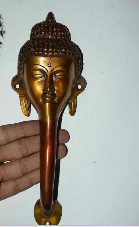 Buddha Head Door Pull | 9'' Inches Brass Gate Handle | Set of 01 Pieces Handle Home decore-picture-21