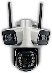 Câmera Ip Tripla Wi Fi ou Cabo RJ45 3 Lentes Cartão Com 128gb